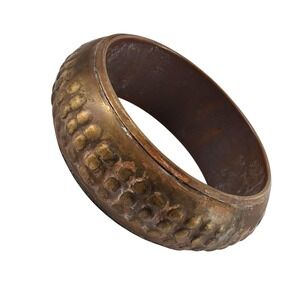 Vintage Chunky Hammered Copper Bangle Bracelet Made in India Boho
